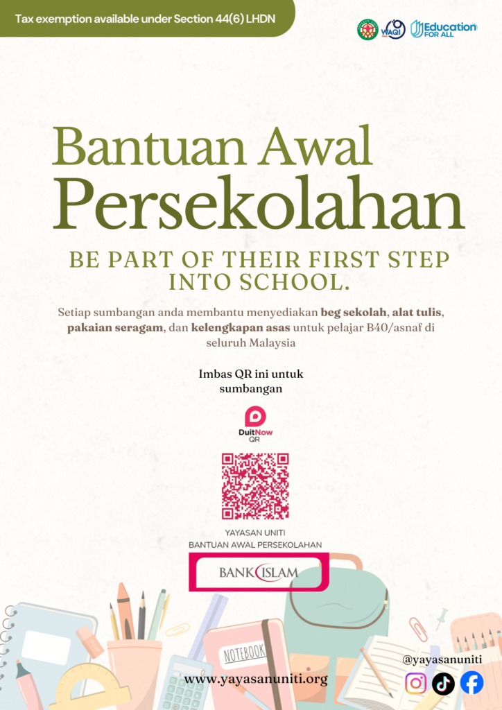 bantuan awal persekolahan yayasan uniti