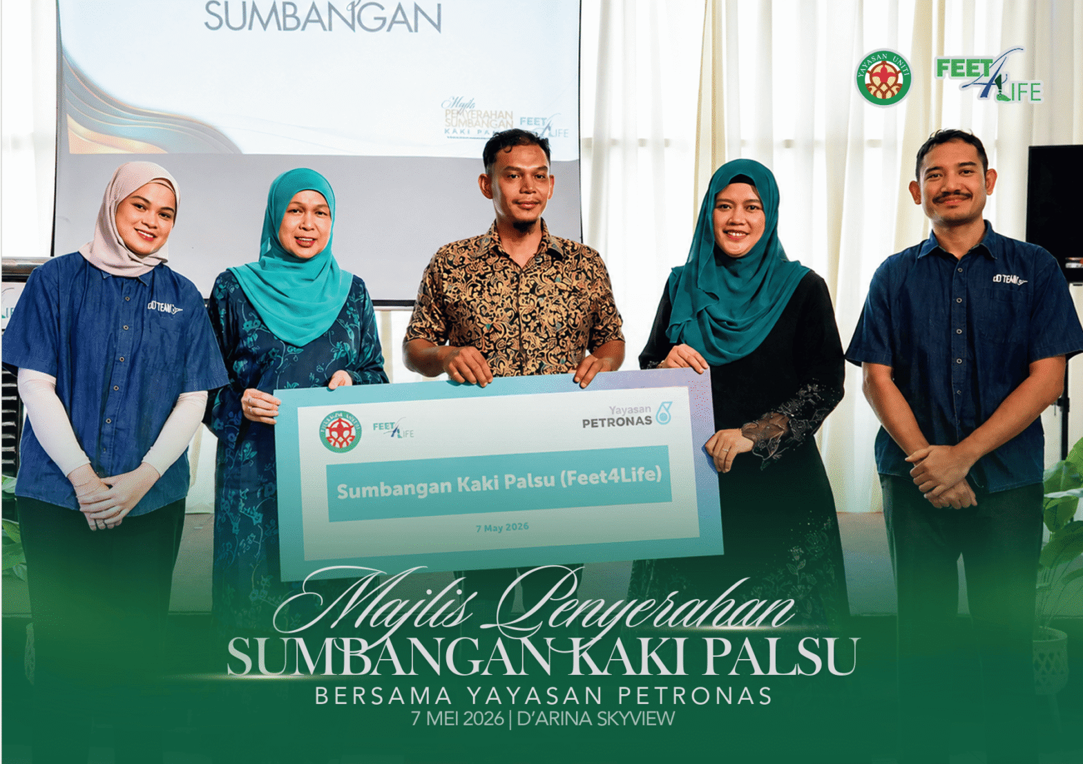 Penyerahan sumbangan kaki palsu Feet4Life oleh Yayasan UNITI