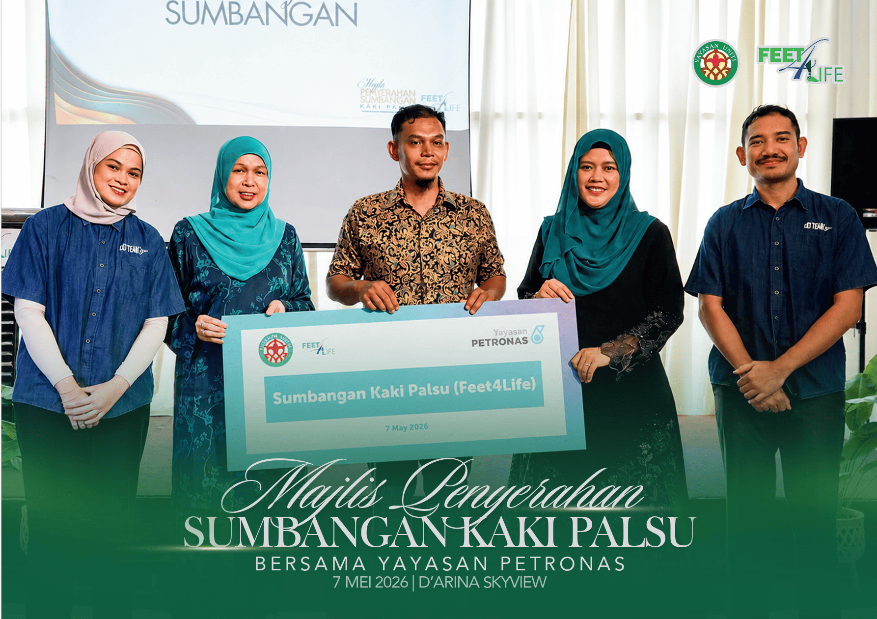 Penyerahan sumbangan kaki palsu Feet4Life oleh Yayasan UNITI